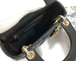 Dior M0505 Mini Dior Lady Bag Black Cannage lambskin Gold with Red Logo - Default Title - View 8