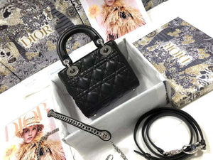 Dior M0505 Mini Dior Lady Bag Black Cannage lambskin Sliver - Default Title - View 2
