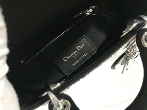 Dior M0505 Mini Dior Lady Bag Black Metallic Cannage Lambskin with Beaded Embroidery - Default Title - View 9