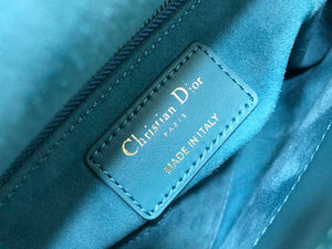 Dior M0505 Mini Dior Lady Bag Blue Metallic Cannage Lambskin with Embroidered Check Beads - Default Title - View 9