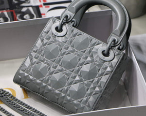 Dior M0505 Mini Dior Lady Bag Grey Cannage Calfskin with Diamond Motif - Default Title - View 6