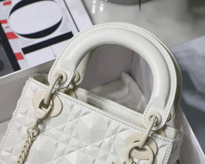 Dior M0505 Mini Dior Lady Bag White Cannage Calfskin with Diamond Motif - Default Title - View 5