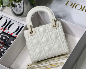 Dior M0505 Mini Dior Lady Bag White Cannage Calfskin with Diamond Motif - Default Title - View 6