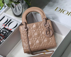 Dior M0505 Mini Dior Lady Bag Nude Cannage Calfskin with Diamond Motif - Default Title - View 2
