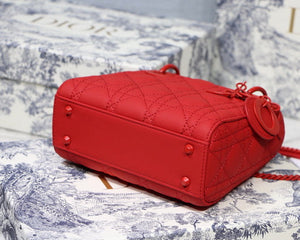 Dior M0505 Mini Dior Lady Bag Red Cannage Lambskin - Default Title - View 6