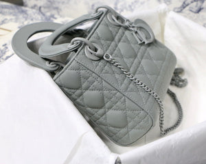 Dior M0505 Mini Dior Lady Bag Gray Cannage Lambskin - Default Title - View 6