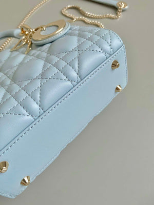 Dior M0505 Mini Dior Lady Bag Lake Blue Metallic Cannage Lambskin - Default Title - View 4