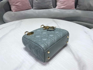 Dior M0505 Mini Dior Lady Bag Light Blue Cannage lambskin Gold - Default Title - View 5