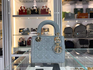 Dior M0505 Mini Dior Lady Bag Light Blue Cannage lambskin Gold - Default Title - View 9