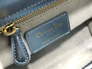 Dior M0505 Mini Dior Lady Bag Metallic Calfskin and Satin with Celestial Blue Bead Embroidery - Default Title - View 9