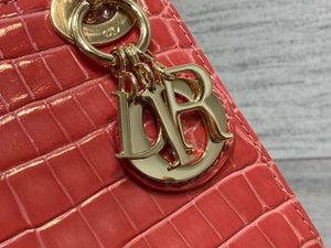 Dior M0505 Mini Dior Lady Bag Red Cannage Crocodile Gold - Default Title - View 4