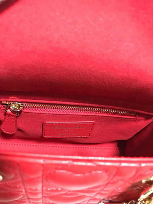 Dior M0505 Mini Dior Lady Bag Red Cannage lambskin Gold with Red Logo - Default Title - View 8