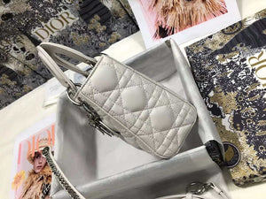 Dior M0505 Mini Dior Lady Bag White Cannage lambskin Sliver - Default Title - View 3