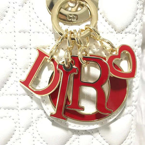 Dior M0505 Mini Dior Lady Bag White Cannage lambskin Gold with Red Logo - Default Title - View 6