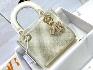 Dior M0505 Mini Dior Lady Bag White Embroidered white resin beads - Default Title - View 1