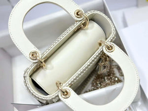 Dior M0505 Mini Dior Lady Bag White Embroidered white resin beads - Default Title - View 7