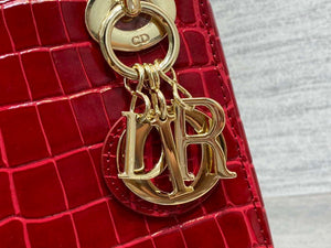 Dior M0505 Mini Dior Lady Bag Wine Red Cannage Crocodile Gold - Default Title - View 4