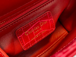 Dior M0505 Mini Dior Lady Bag Wine Red Cannage Crocodile Gold - Default Title - View 9