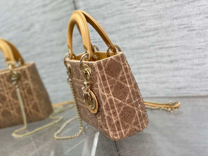 Dior M0505 Mini Lady Bag Metallic Cannage Lambskin Limited Edition Heavy Industry Beads Apricot - Default Title - View 6