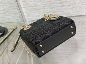 Dior M0505 Mini Lady Bag Metallic Cannage Lambskin Limited Edition Heavy Industry Beads Black - Default Title - View 7