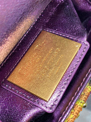 Dior M0505 Mini Lady Bag Metallic Cannage Lambskin Limited Edition Heavy Industry Beads Purple - Default Title - View 9
