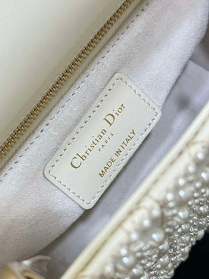 Dior M0505 Mini Lady Bag White Embroidered half pearl - Default Title - View 9