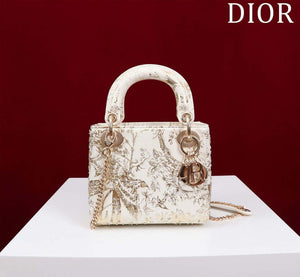 Dior M0505 Mini Lady Dior Bag Beige Embroidered Magpie Gold Beads - Default Title - View 1