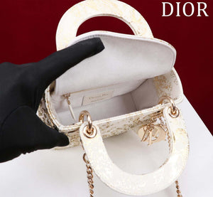 Dior M0505 Mini Lady Dior Bag Beige Embroidered Magpie Gold Beads - Default Title - View 6