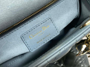 Dior M0505 Mini Lady Dior Bag Blue Calfskin with enamel buckle - Default Title - View 9