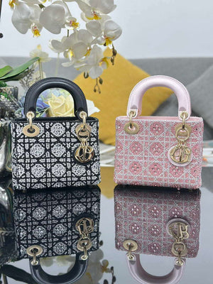 Dior M0505 Mini Lady Dior Bag Calfskin Embroidery crystal black - Default Title - View 2