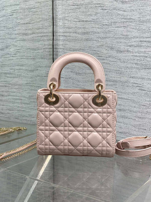 Dior M0505 Mini Lady Dior Bag Pink Cannage Lambskin With Bow - Default Title - View 5