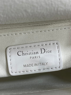 Dior M0505 Mini Lady Dior Bag White Cannage Lambskin With Black Handle Bow - Default Title - View 9