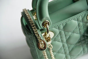Dior M0505 Mini Lady Dior Bag Green Calfskin with Green enamel buckle - Default Title - View 3