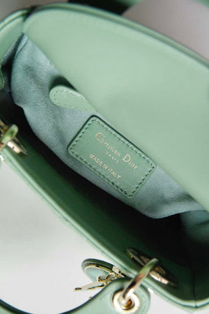 Dior M0505 Mini Lady Dior Bag Green Calfskin with Green enamel buckle - Default Title - View 8