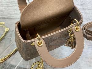 Dior M0505 Mini Lady Dior Bag Milk tea Calfskin with enamel buckle - Default Title - View 8