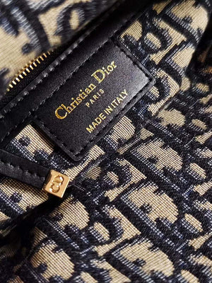 Dior M0505 MINI Lady Dior Bag Natural Wicker navy Blue - Default Title - View 9
