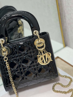 Dior M0505 Mini Lady Dior Bag Black Patent Cannage Calfskin - Default Title - View 2