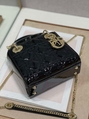 Dior M0505 Mini Lady Dior Bag Black Patent Cannage Calfskin - Default Title - View 5