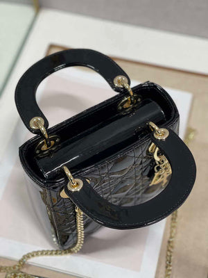Dior M0505 Mini Lady Dior Bag Black Patent Cannage Calfskin - Default Title - View 6