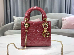 Dior Mini Lady Dior Bag M0505 Hibiscus Powder Patent Cannage Calfskin - Default Title - View 3