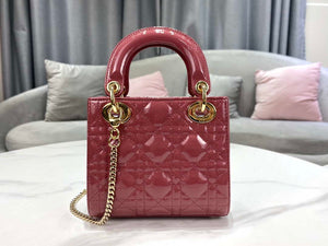 Dior Mini Lady Dior Bag M0505 Hibiscus Powder Patent Cannage Calfskin - Default Title - View 4