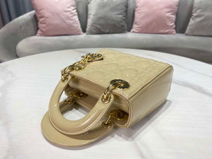 Dior M0505 Mini Lady Dior Bag Apricot Gold Patent Cannage Calfskin - Default Title - View 5