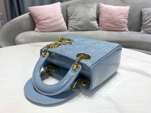 Dior M0505 Mini Lady Dior Bag Sky Blue Patent Cannage Calfskin - Default Title - View 5
