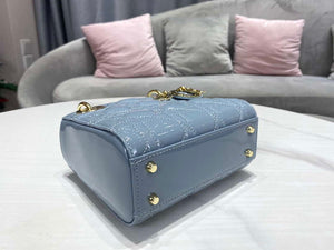 Dior M0505 Mini Lady Dior Bag Sky Blue Patent Cannage Calfskin - Default Title - View 6