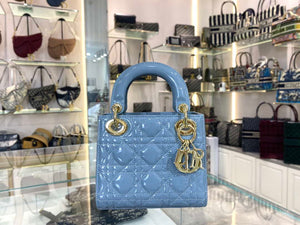 Dior M0505 Mini Lady Dior Bag Sky Blue Patent Cannage Calfskin - Default Title - View 9