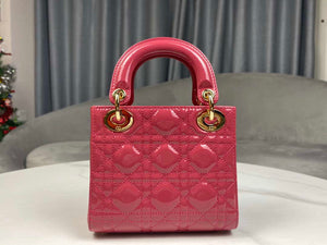 Dior M0505 Mini Lady Dior Bag Pink Patent Cannage Calfskin - Default Title - View 3