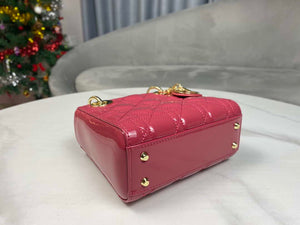 Dior M0505 Mini Lady Dior Bag Pink Patent Cannage Calfskin - Default Title - View 5