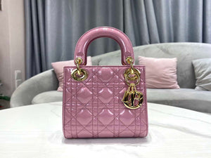 Dior M0505 Mini Lady Dior Bag Light Purple Pink Patent Cannage Calfskin - Default Title - View 2