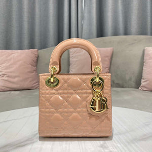 Dior M0505 Mini Lady Dior Bag Nude Patent Cannage Calfskin - Default Title - View 2