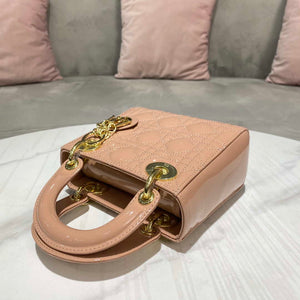 Dior M0505 Mini Lady Dior Bag Nude Patent Cannage Calfskin - Default Title - View 5